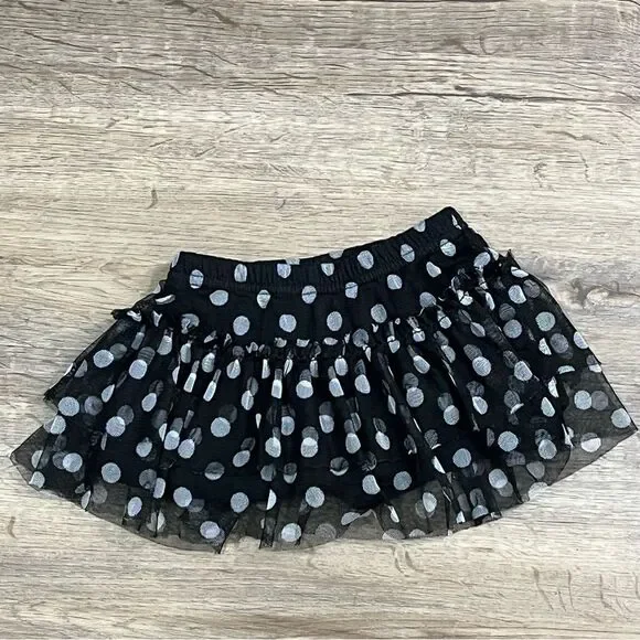 Falls Creek Kids Baby Girl Black with White Polka Dots Skort Size 12M - Picture 1 of 4